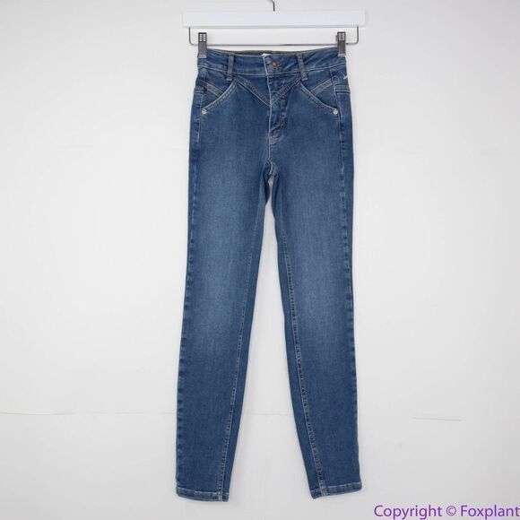 NEW Free People Riley Skinny Jeans Blue Daybreak‎ Back Seam High Rise, 24 - Picture 3 of 14